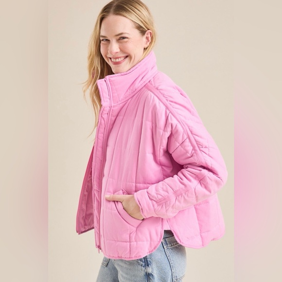 Altar'd State Jackets & Blazers - Altar'd State Bubble Quilted Pink Puffer Jacket